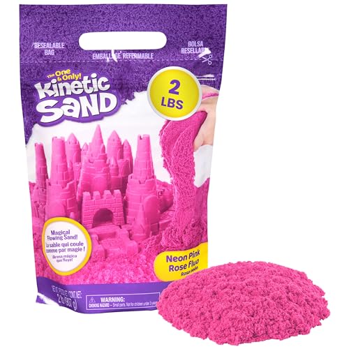 Kinetic Sand, 2lbs Pink Play Sand, Moldable Sensory Toys for Kids, Resealable Bag (Packaging May Vary), Holiday Gifts & Stocking Stuffers for Kids Ages 3 and up