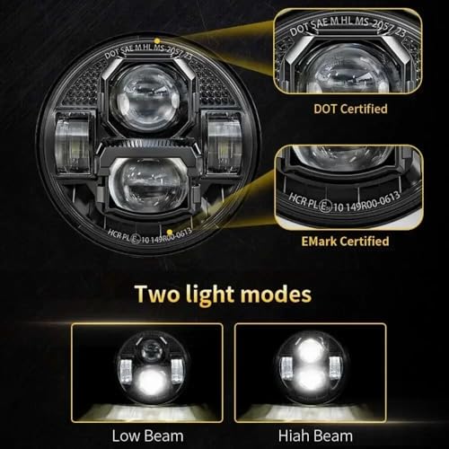 Rdtnvc Phare Pour Indian Pour Bobber Pour Chief Pour Triumph E24 5,75 Pouces Ensemble De Phares À LED Faisceau Haut Et Bas Phare De Moto Plug And Play Phares Avant Assemblage – vue 6