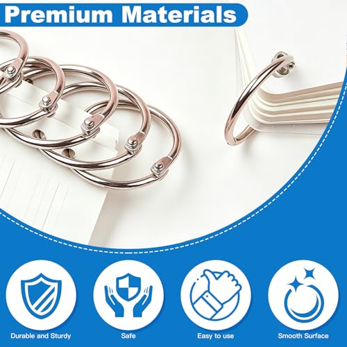 Image of 35 Pack Loose Leaf Binder Rings, 2 inch Small Binder Rings, Index Card Rings, Metal Nickel Plated Book Rings for School, Home, Office - Silver
