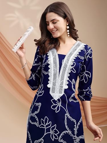 Image of EthnicJunction Women's Poly Rayon Bandhani Print A-line Kurta | Ethnic Kurta