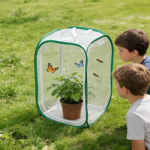 Butterfly Habitat Insect Cage–Pop Up Portable Mesh Terrarium – Caterpillar Enclosure Bug Catching Kit Observation Enclosure for Small Insects–23.6Inch Butterfly Cage for Outdoor & Classroom Science - 1