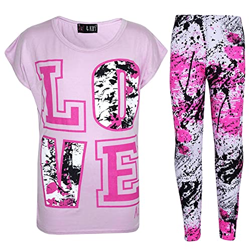 Image of A2Z 4 Kids Girls Love Crop Top T-Shirt And Splash Fashion Leggings Girls Pants Kids Outfit Sets Age 5-14 Years