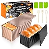 Dipanist 2Pack Pullman Loaf Pans with Lids – 2.2 LB & 1 LB Dough Capacity, Non-Stick Carbon Steel Bread Pans for Homemade Sandwich and Sourdough Bread, Corrugated Toast Mold