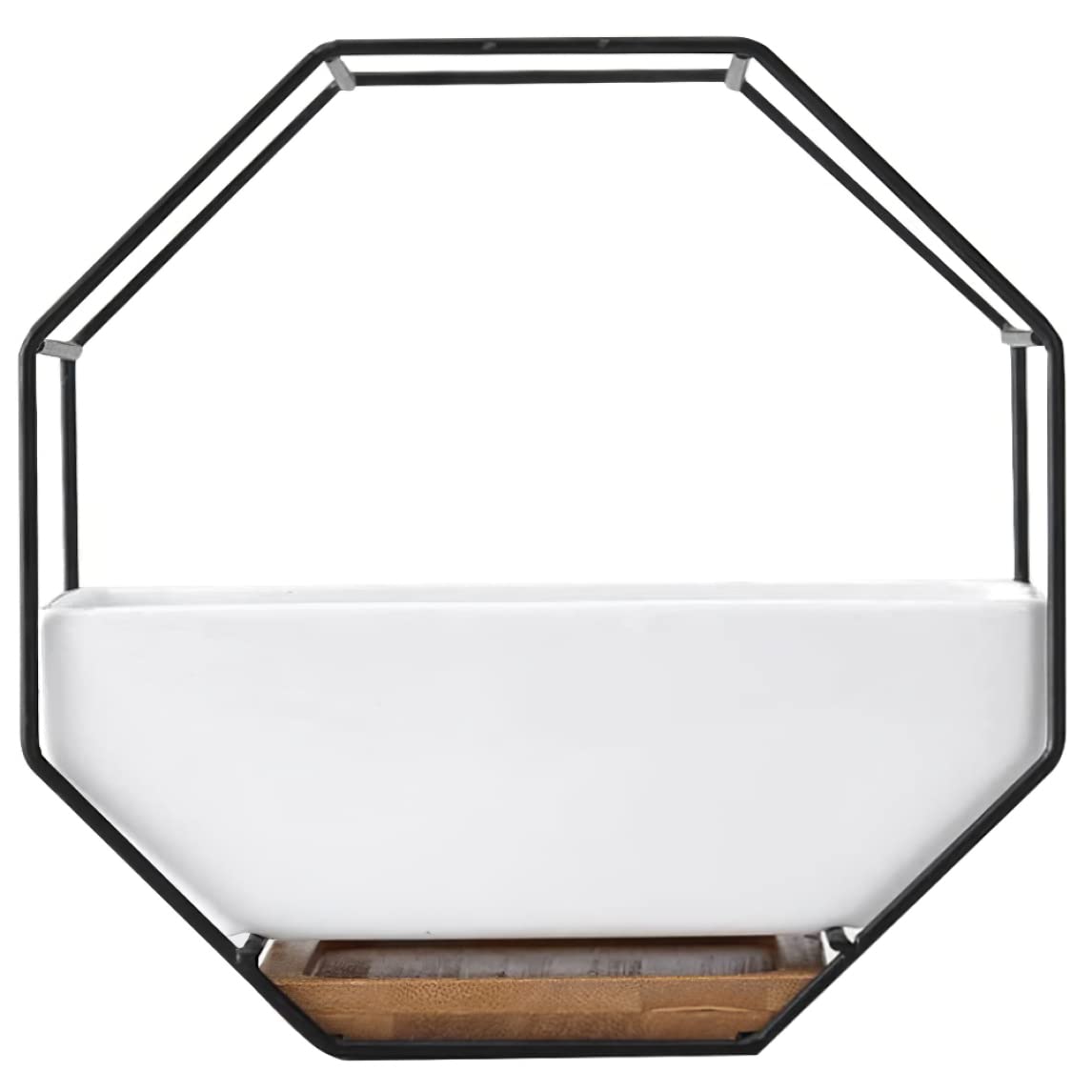Aetherize Wall Planter Geometric Wall-Mounted Decor with Ceramic Flower Pot Hanging Vase Desktop Succulents Planter Geometric