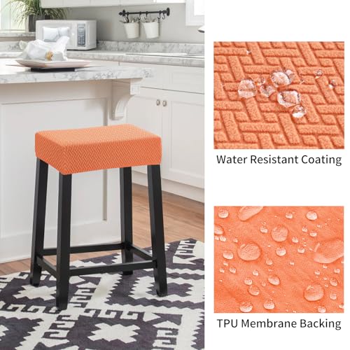 Image of YISUN Stool Covers Rectangle - 4 Pack Stretch Waterproof Saddle Seat Cover Counter Bar Stools Bar Chairs Covers Kitchen Island Chairs Cushion Protector