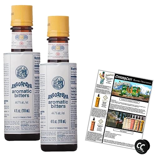 Angostura Aromatic Bitters 4oz Bottle w/Phone Grip and Bitters Selections Recipe, 2-PACK