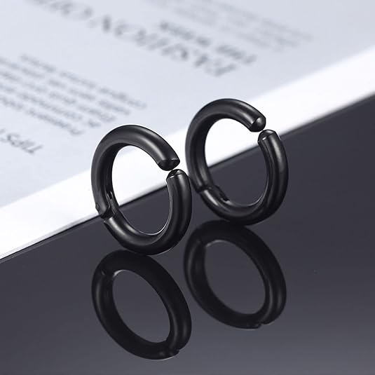 ANAZOZ Orecchini a Clips Uomo Donna Argento,Orecchini in Acciaio Inossidabile Rotondo 10MM Ear Cuff Orecchini Donna Argento