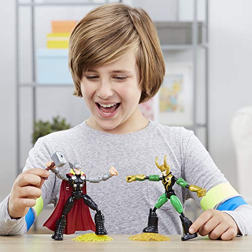 Marvel Avengers Figuras Flexíveis de 15 cm, Bend and Flex Vingadores - Thor vs Loki - F0245 - Hasbro