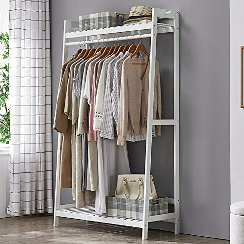 IOTXY Entryway Organizer Coat Rack Hall Tree Clothes Hanging Rack Stand with Shoe Rack and Bag Hook Solid Wood Furniture Spacesaver Easy Assembly White 394  100cm Length White