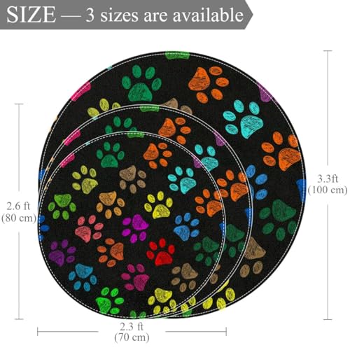 Tapis de salle de bain antidérapant rond 1m pour chambre et canapé - 4
