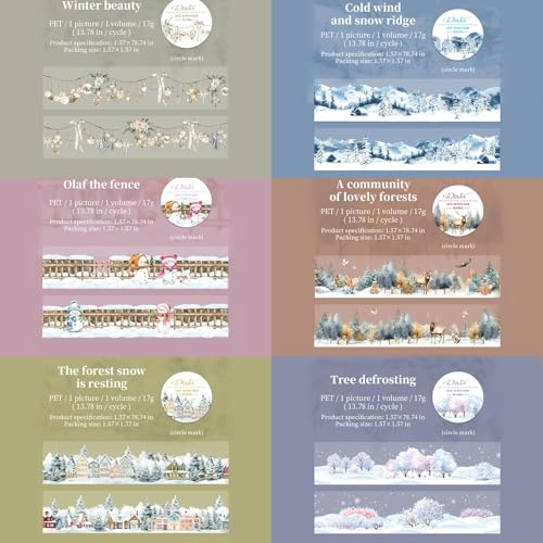 Image of 6 Rolls Winter PET Washi Tape,Nature Landscape Tape Stickers for Journaling Supplies,Scrapbooking,Junk Journal,Journaling,DIY Arts Crafts,Notebook,Phone Case,Cups(Winter)