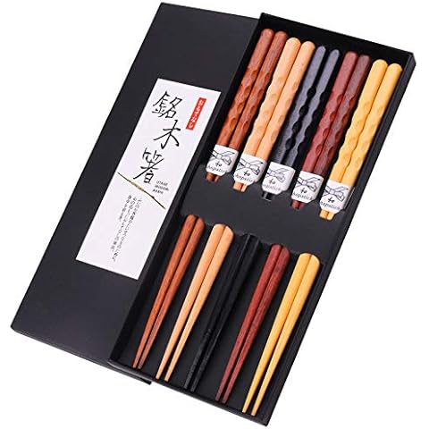 GLAMFIELDS Reusable Wooden Chopsticks Gift Set Cover