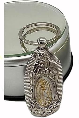 RBN Llavero de la Primera Comunión Favor (12 PCS) Nuestra Señora de Guadalupe Bautismo Llavero Metal Recuerdos para Primera Comunión Bautizo, Oro,