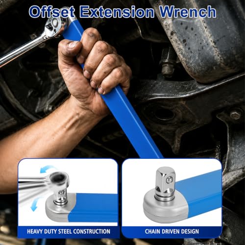 Image of UPGRADED Offset Extension Wrench Set & 3 Different Lengths Extension Clamps | Versatile Vise Grip with 1 /2 inch, 1 /4 inch, 3 /8 inch Drive Adapters, Universal Ratchet Extensions for Tight Spaces