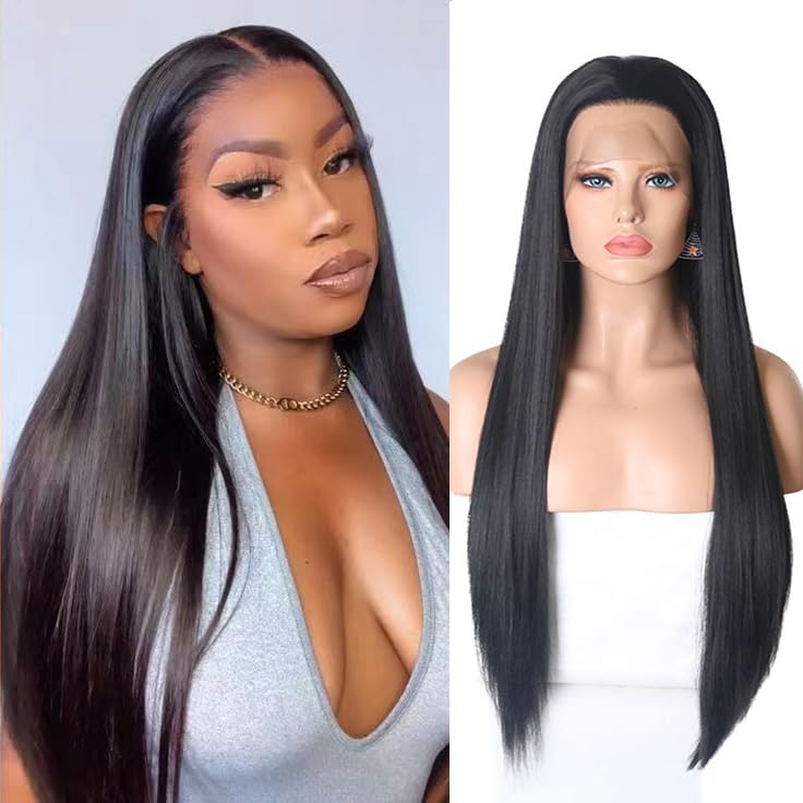Amazon.com : COCOFANS 1B Black Lace Front Wigs for Women  display picture 1