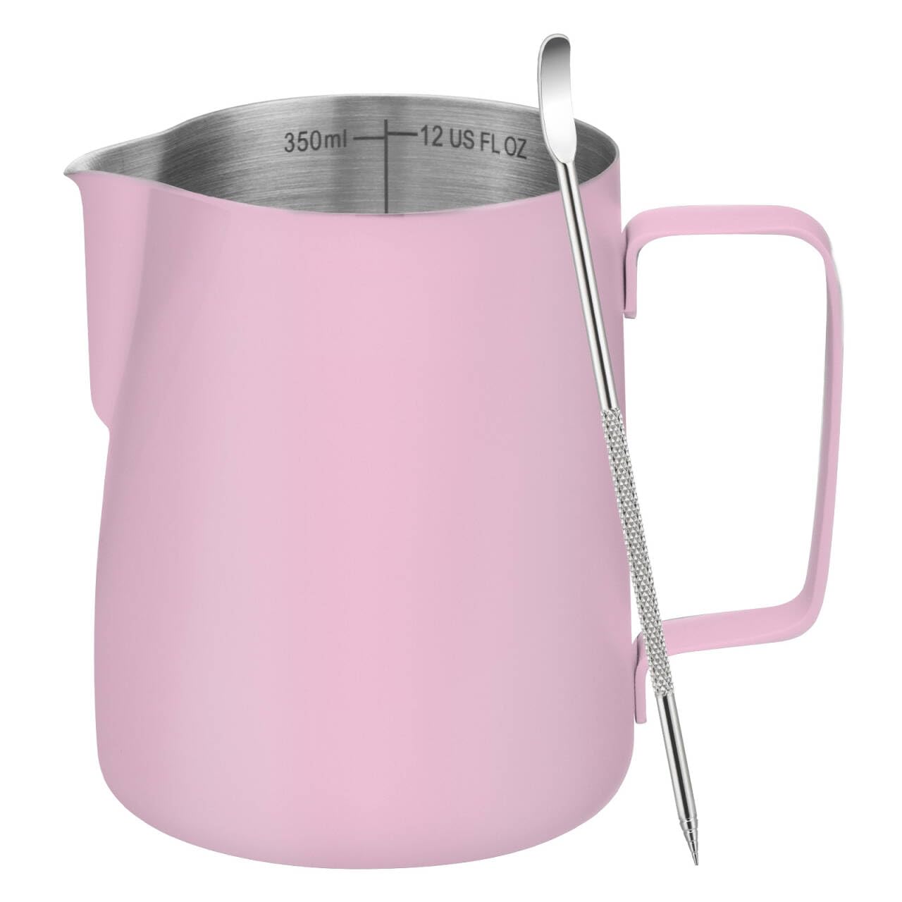 Amrules Milk Frothing Pitcher 12oz Frother Cup Barista Tools, Pink