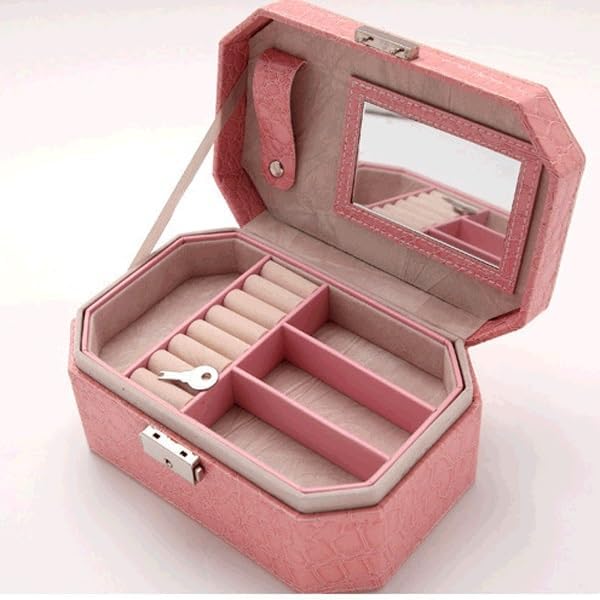 FMURY Large Capacity Portable Jewelry Storage Box Rings Earrings Jewelry Box Handheld with Lock image 5