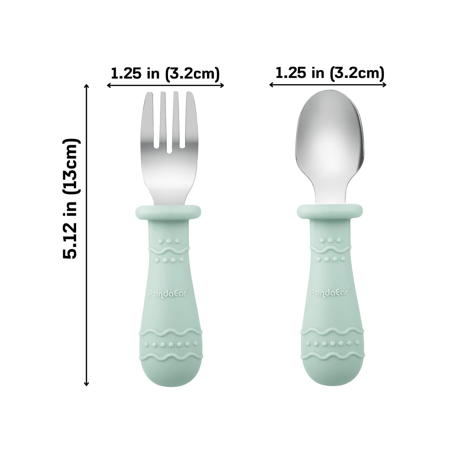 PandaEar Set de Vaisselle pour Bébé - 2 Assiettes Divisées en Silicone avec Ventouse, 2 Cuillères et Fourchettes