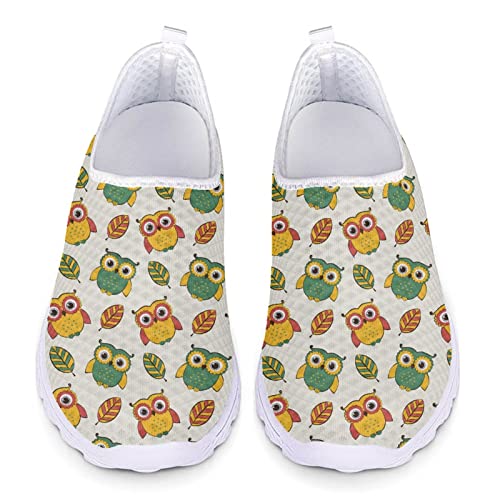 Kuiaobaty Zapatillas deportivas para mujer, cómodas, deportivas, transpirables, de malla, para caminar, casuales, mocasines de verano, Búho de dibujos animados, 40.5 EU Cover