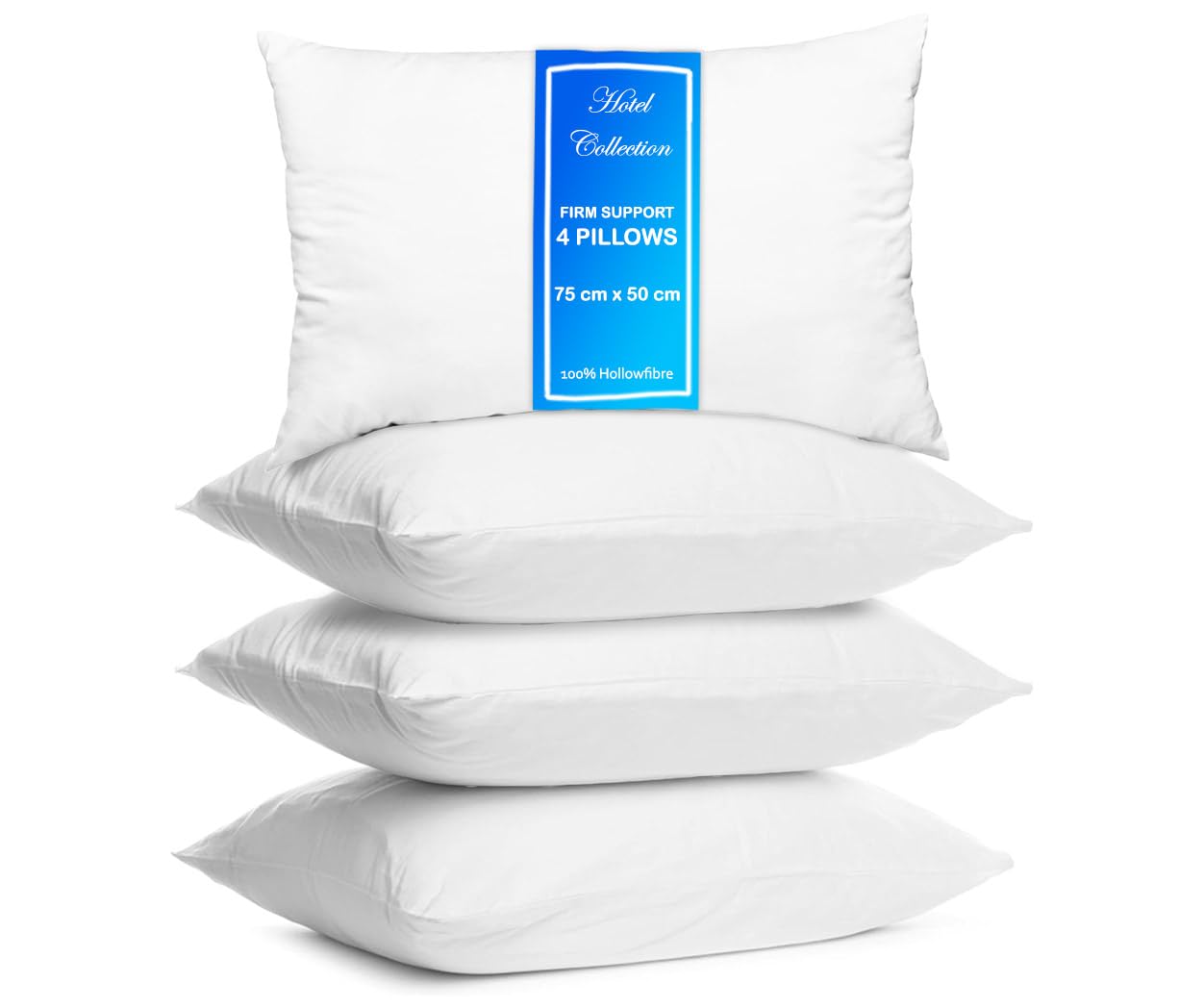 Molten Creek White Molten Creek® Hotel Quality Standard Soft Pillows, Bounce Back Support Bed Pillows, 75 X 50 Cm, Anti Allergic Hollowfiber Filled, Comfortable And Breathable, Easy Care (4)