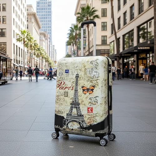 Image of InUSA Paris Print 28-Inch Large Hardside Spinner Luggage Lightweight Travel