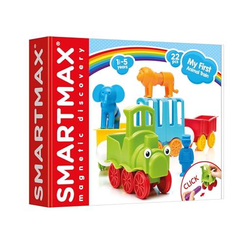 SmartMax - Le Train du Cirque - My First animal Train - Jouet de Construction Magnétique - 22...