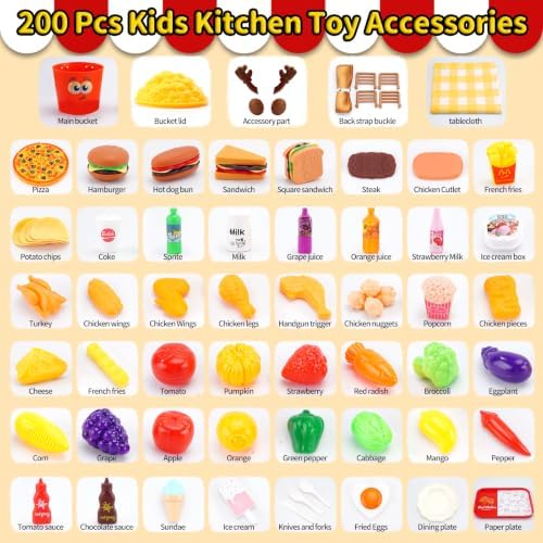 Covriina Play Food, 200 PCS Play Food Sets for Kids Kitchen — view 3