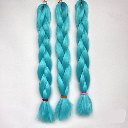 Chiguo Braids Extensions kunsthaar Perücken African Collection Schwarz Blau Rosa Grau Silber weiß Braun Lila Braid 1 Stück passend für Feier, Karneval, Cosplay, Halloween, Konzerte (Blau)