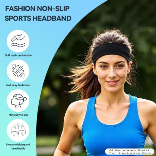 Image of 14 Pack Headbands for Women, Fashion Soft Cotton Stretchy Hairbands | Sweat-Absorbent Elastic Sports Head bands, Suitable for Workouts, Running, Yoga and Makeup