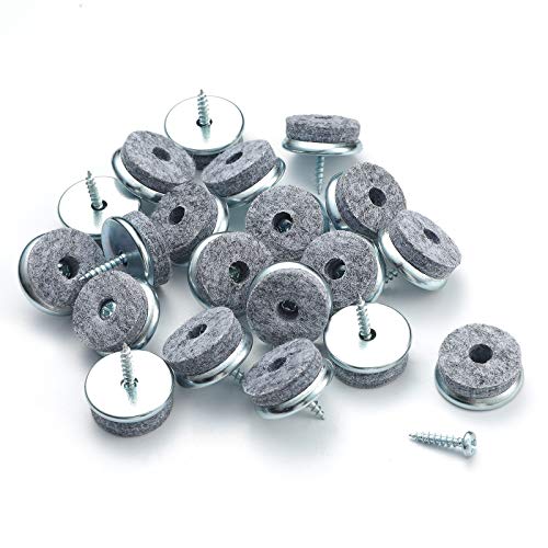 Screw on Furniture Felt Pads Slides Gray for Wooden Chair Legs -FURNIGEAR Best Wood Floor Protectors Protect Your Hardwood & Laminate Flooring (1-1/4'',20 Pieces)