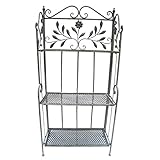 [page_title]-Eisenregal 3 Etagen 60x26x126cm antik grau Gartenregal