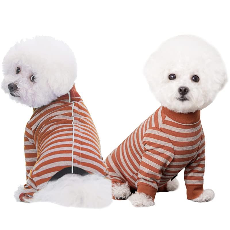 Image of Dog Surgery Recovery Suit for Small Dogs, 4-Legged Dog Onesie After Surgery with Back Snaps, Breathable Cotton Spay and Neuter Bodysuit for Female and Male Dogs