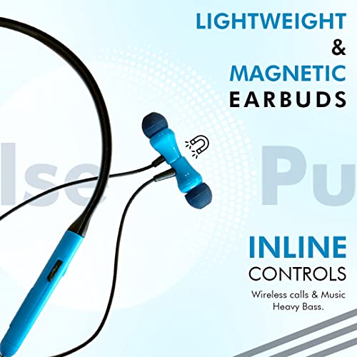 Image of FPX Pulse 70Hr Playtime with Superior Sound Neckband Headphone Bluetooth Headset (Blue, in The Ear)