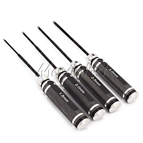 4pcs nero zigrinato manico acciaio esagono