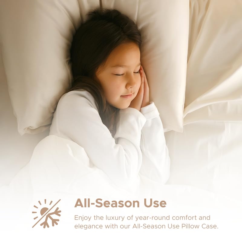 Sleep & Beyond 100% Organic Cotton Waterproof Pillow Case Encasement Comfortable and Breathable Protection Against Stains Leaks – Ivory Standard/Queen