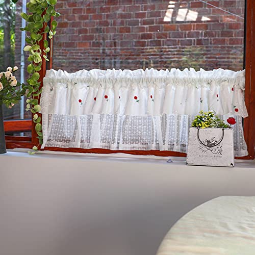 Cortinas cortas de cocina blancas con encaje elegante estilo café 5