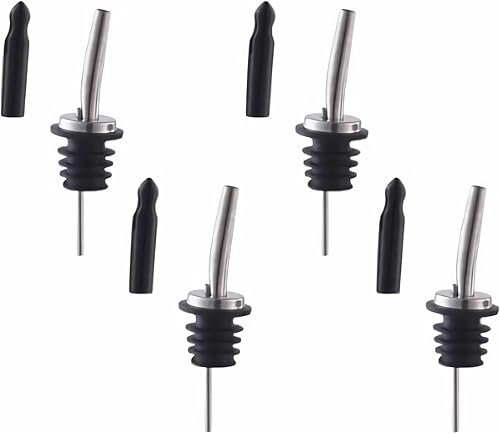 Miniatura 1 de 4 piezas de aceite de oliva, vino, licor, boquilla de acero inoxidable con boquilla completa de goma sanitaria, adecuada para boca de botella de 34