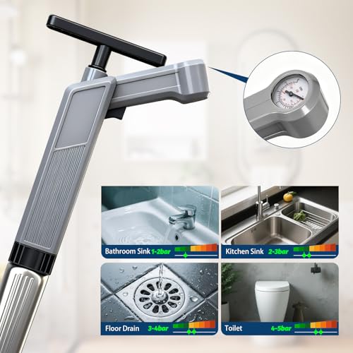 Toilet Plunger, Drain Blaster, High Pressure Toilet Plunger, Multi-Purpose Clog Remover for Bathroom & Kitchen Plumbing - Real-Time, Powerful, Easy to Use DIY Unclogging Tool for Every Household(Gray) by Genievolt - Image 6