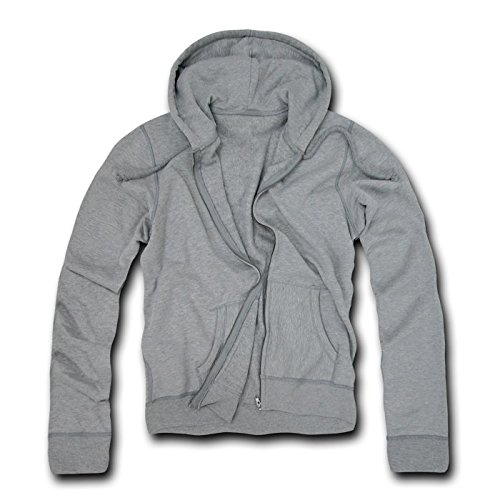 DECKY Basic Zip Up Hoodies, Heather Grey, Large