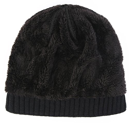 Novawo Winter Fluff Lined Beanie Hat Knit Skull Cap #TOP1