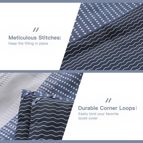 Litanika Black Blue California King Comforter Set - 3 Pieces Lightweight Fluffy Bedding Comforter Sets, All Season Down Alternative Comforter (1 Comforter, 2 Pillowcases)