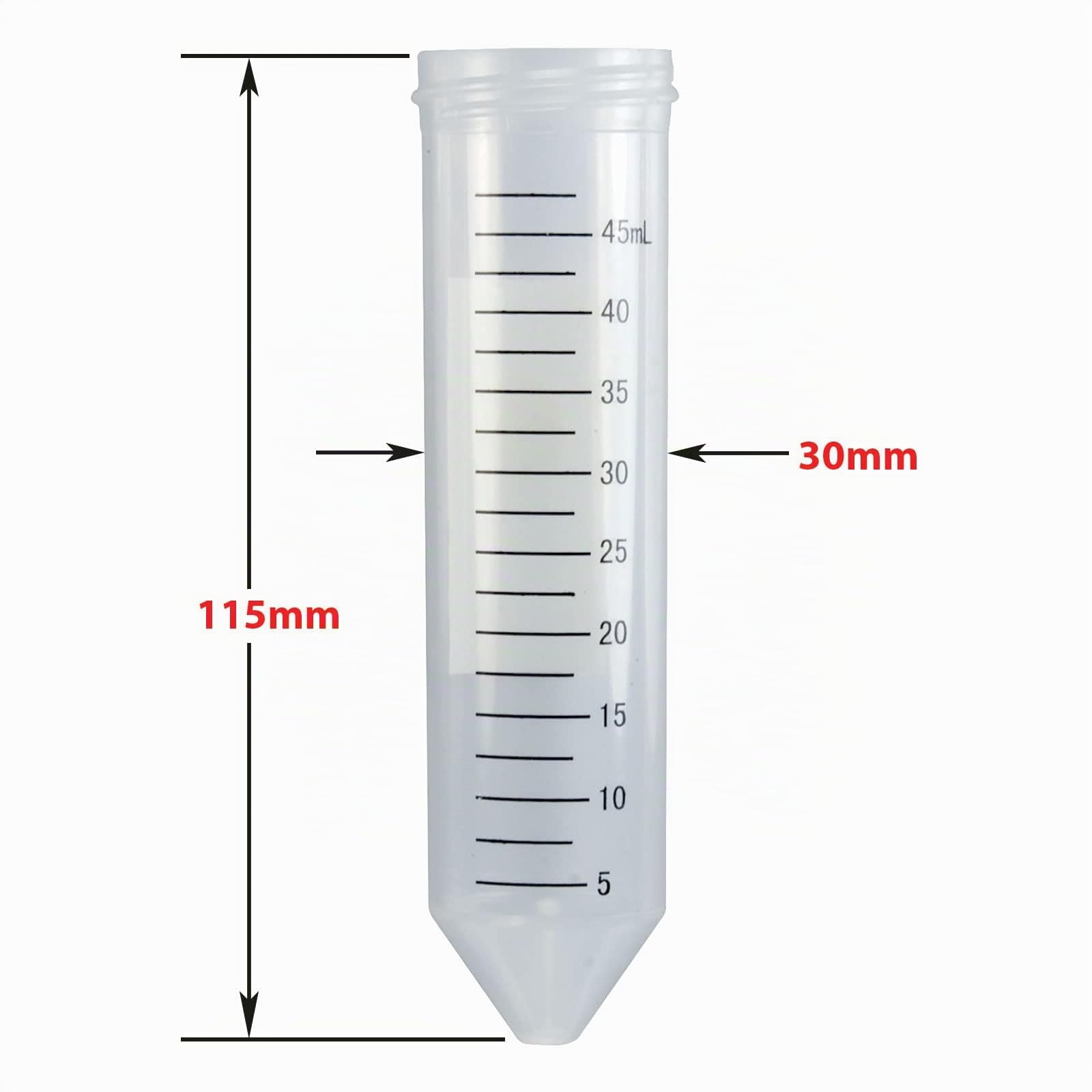 Globe Scientific 50mL Centrifuge Tube with Attached Blue Flat Top Screw Cap, 6288, Polypropylene, Sterile, Printed Graduation, 25/Bag, 500/CS