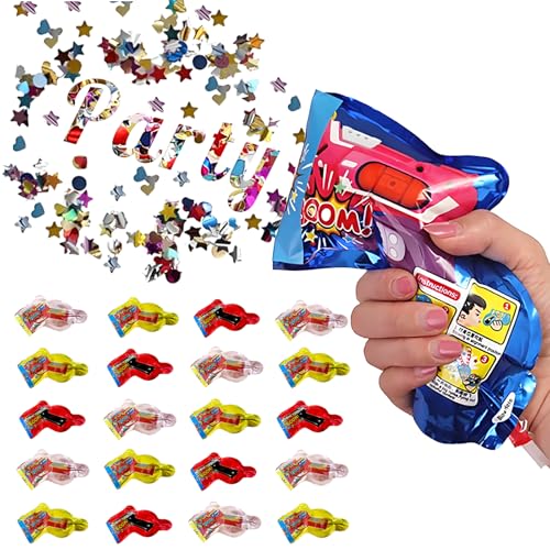 Inflatable Fireworks Gun,20PCS Party Toys Confetti Fireworks Handheld Confetti Poppers Multicolor with Novelty Design Party Supplies for New Year Birthday Christmas Wedding Graduation