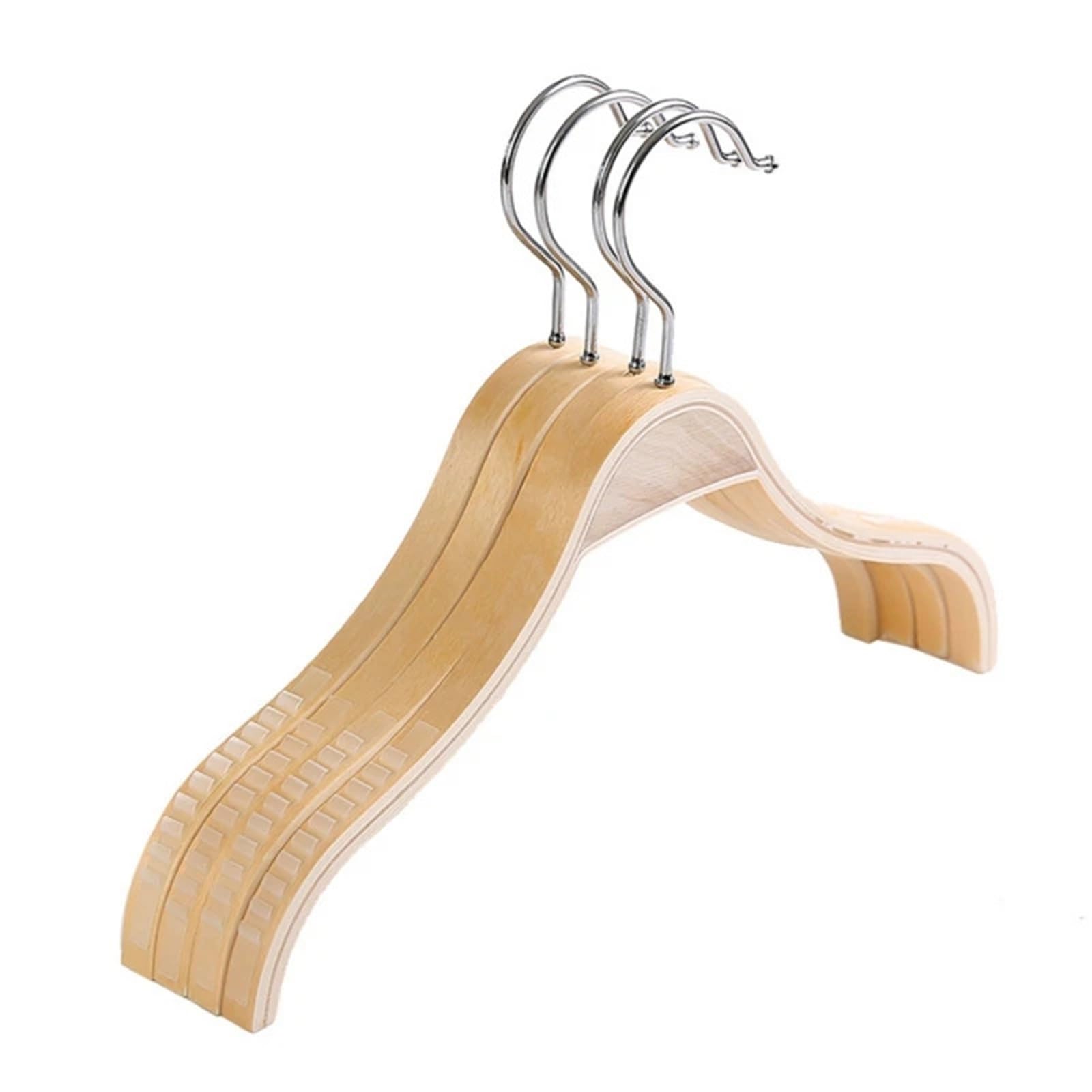 4 Stück Massivholz-Kleiderbügel mit Breiten Schultern, Kleiderbügel aus Holz, rutschfest, for Anzug und Hose, Kleiderständer for Schrank und Kleiderschrank(38cm)