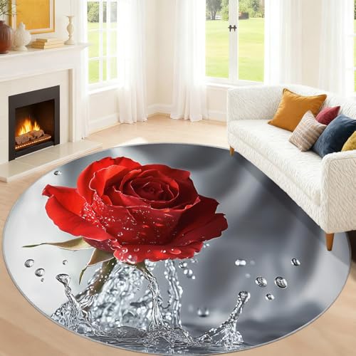 Tapis rond enfant rose lavable 100cm pour décoration chambre et salle de jeux - 4