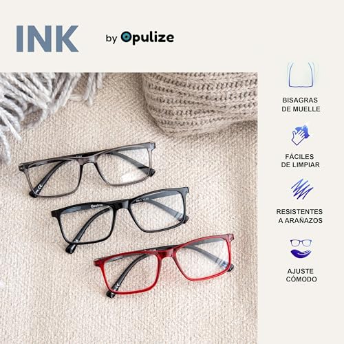 Opulize Ink Pack 5 Gafas De Lectura Grande Negro Gris Hombres Mujeres Bisagras Resorte RRRRR4-11177 +2,00