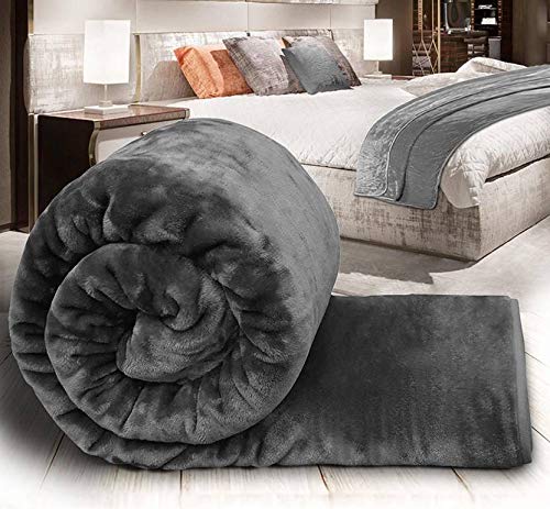 SHOPINGTRADE Embossed Very Warm Korean Single Bed Mink Blanket for Winter (60 x 90 Inches, Gray)