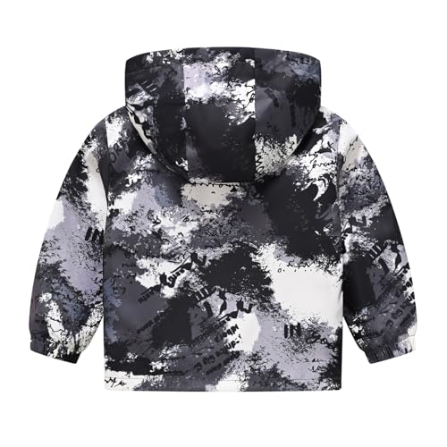 Kids Girls Waterproof Windbreaker Jacket Long Sleeve Full Zip Up Hoodie Boys Cool Print Lightweight Coat Outwear2