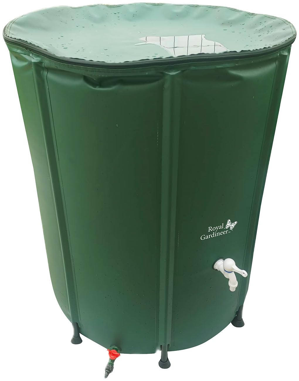 Royal Gardineer Wassertonne: Faltbare Regentonne mit Deckel, 500 l, 620 GSM-PVC, Schlauchanschluss (Regensammler, Gartenfäßer, Gartenschlauch)