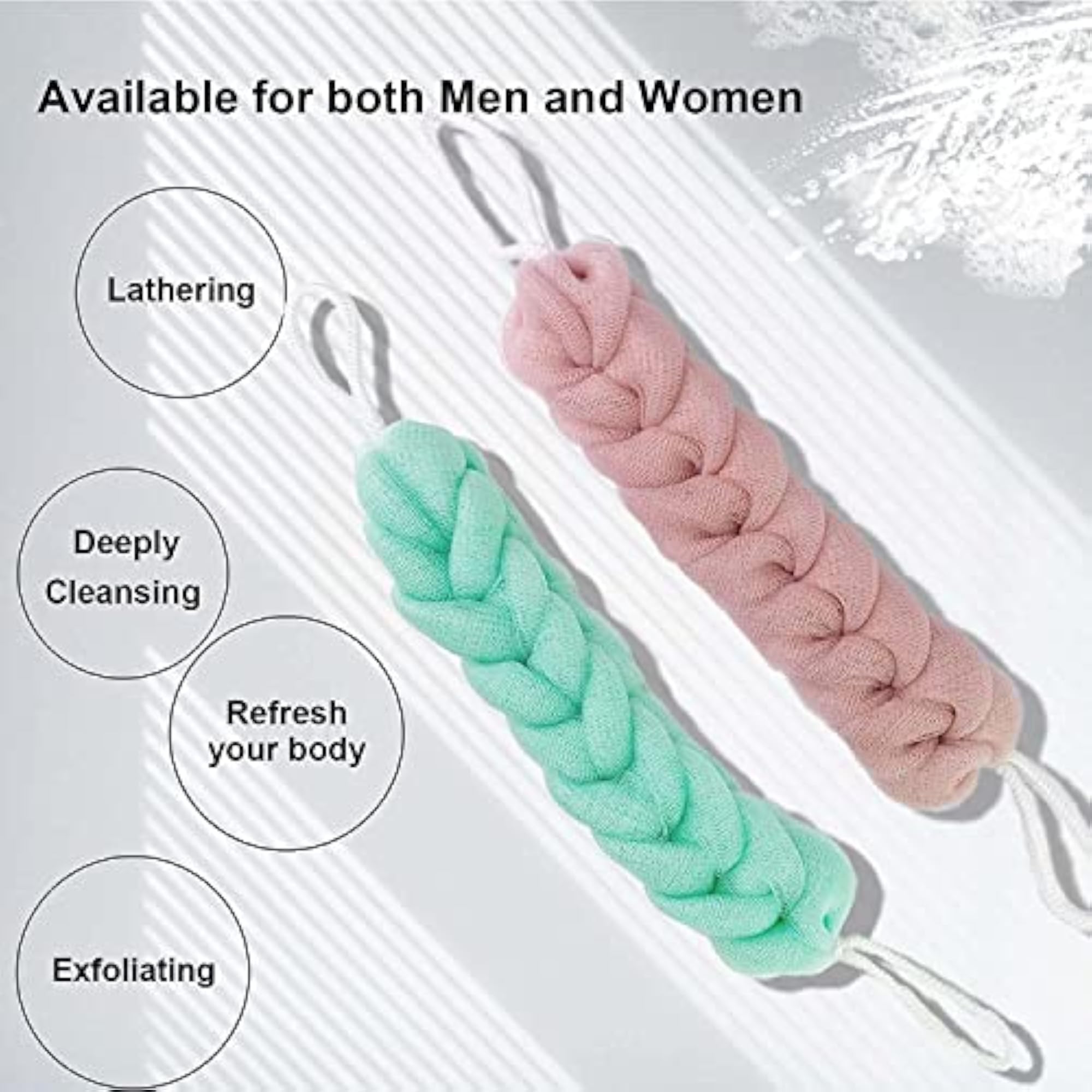 2Pcs Shower Body Exfoliate Puff Sponge Mesh Net Ball